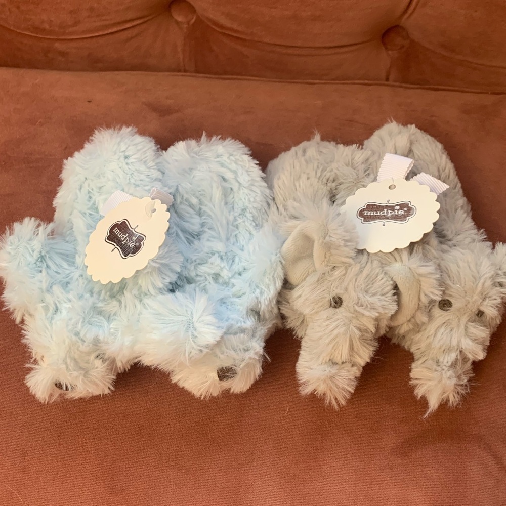 Mudpie baby boy 2 pairs of plush slippers